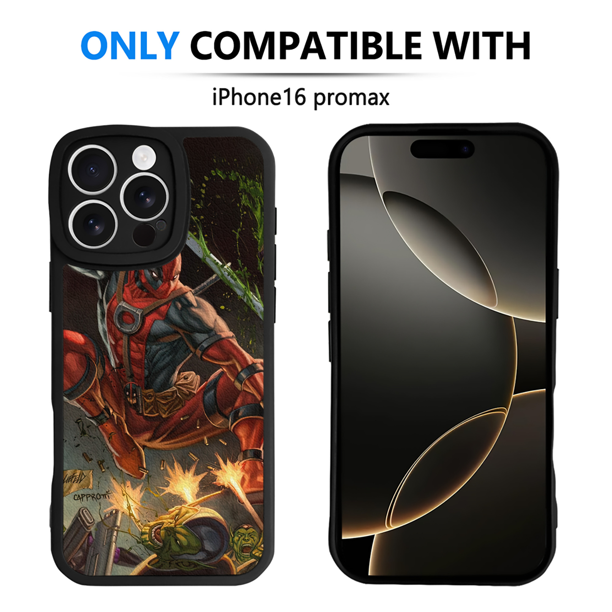 （画像用） Deadpool デッドプール 【iPhone 16シリーズ対応】シリコンスマホケース（レザー調） 材質：シリコン